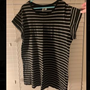 H&M DIVIDED black & gray striped t-shirt dress! size L